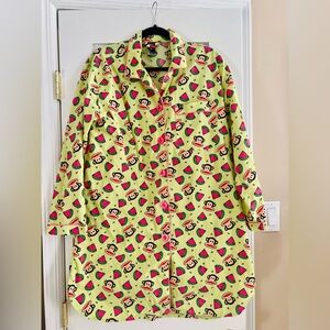 Paul Frank Lime Green Pajama Shirt with Monkey and Watermelon Pattern